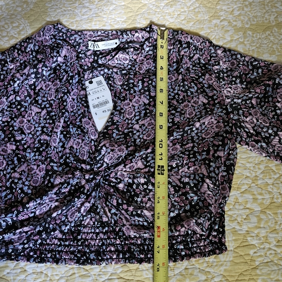 Zara Sheer Floral Knotted Front Crop - Picture 10 of 12